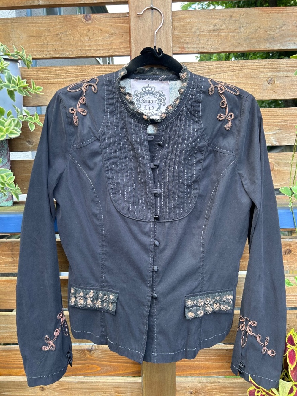 Sugar Lips Y2K Embroidered Corset Lace Up Jacket Blazer
